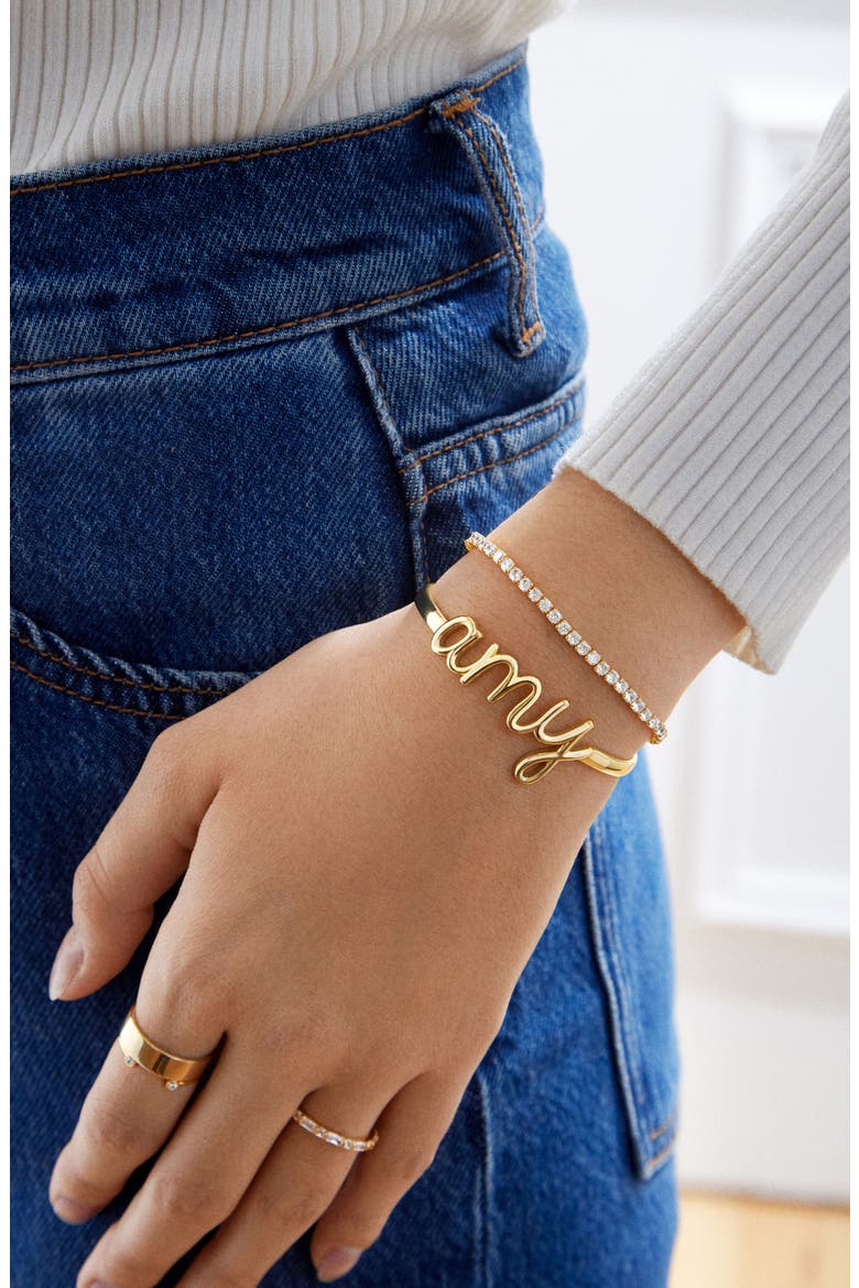 Personalized Nameplate Cuff Bracelet, Alternate, color, GOLD