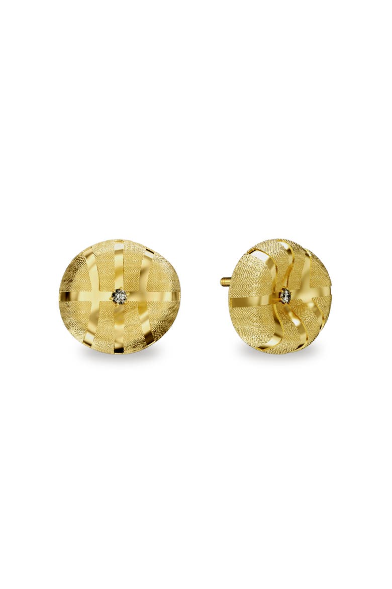 The Basketball Leaking Ball Diamond Earrings, Main, color, Gold / White Diamond