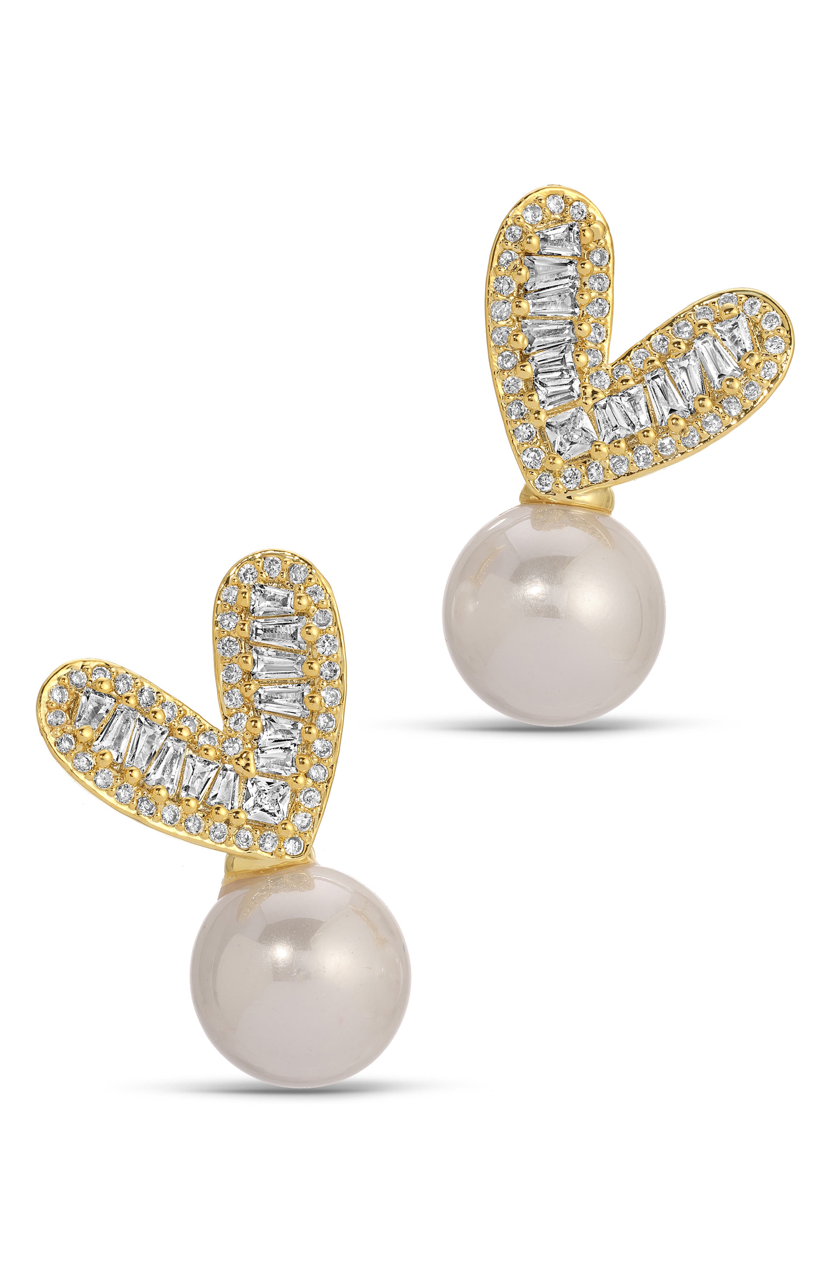 EYE CANDY LOS ANGELES Hughes CZ & Imitation Pearl Stud Earrings