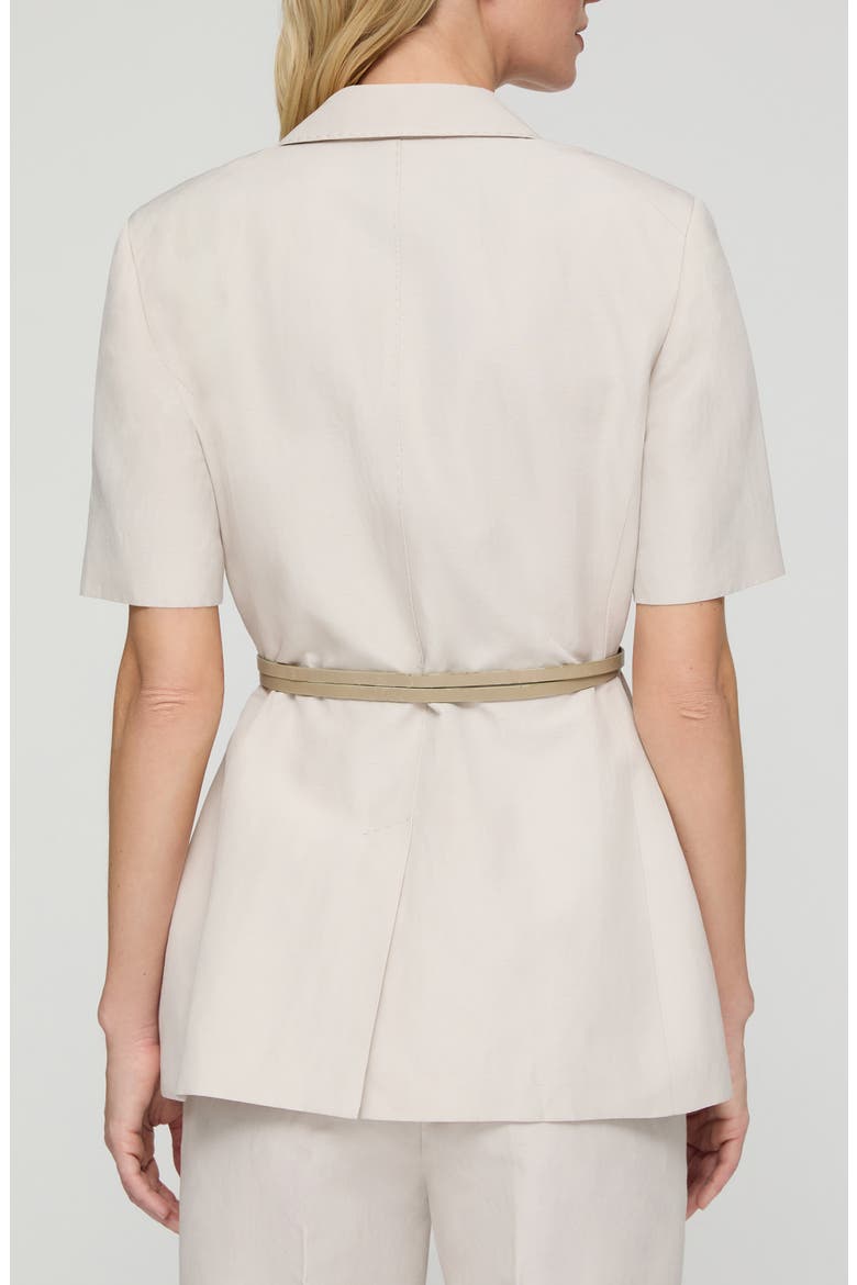 Short Sleeve Silk & Linen Belted Blazer, Alternate, color, PEARL