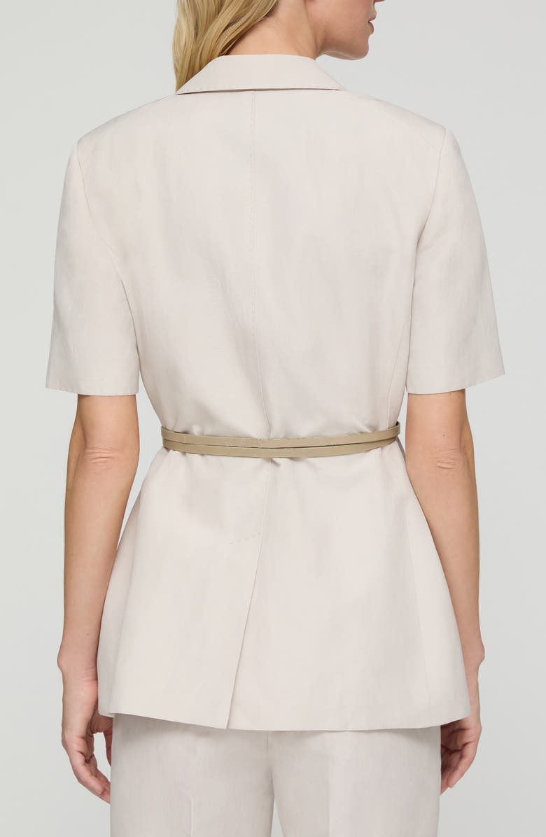 Lafayette 148 New York Short Sleeve Silk & Linen Belted Blazer, Alternate, color, Pearl