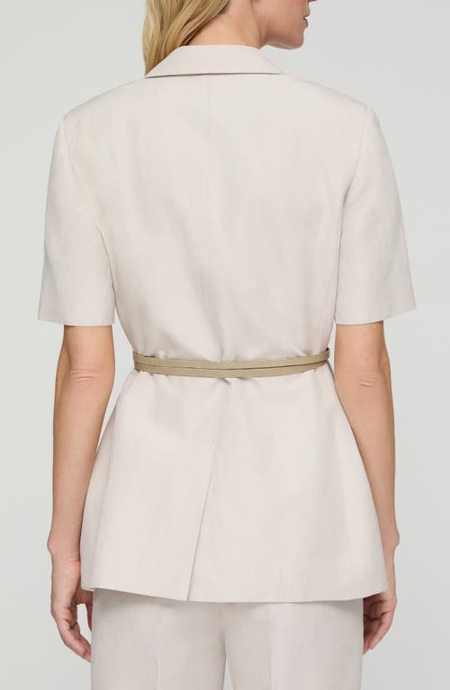 Lafayette 148 Silk Linen Belted Short Sleeve Fitted Jacket
