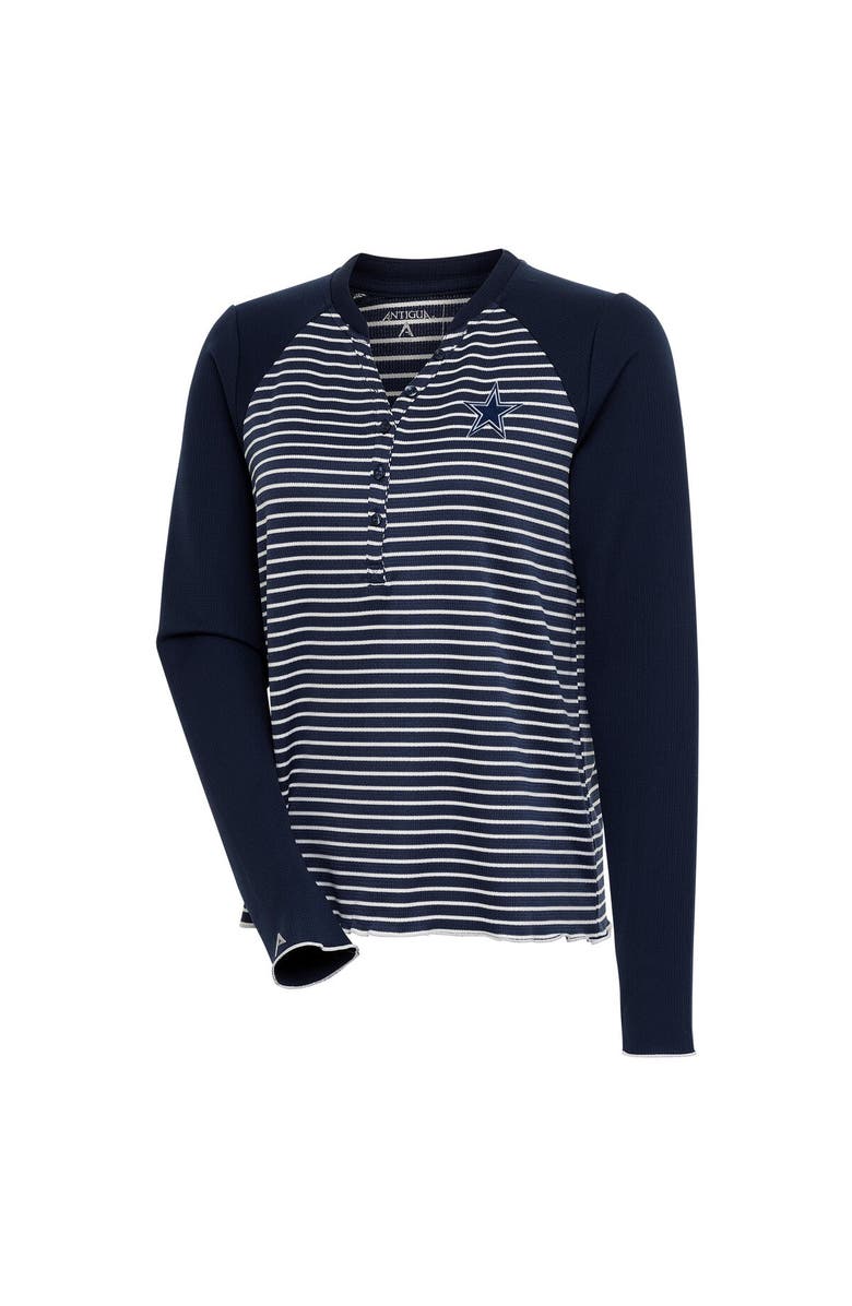 ANTIGUA Women's Antigua Navy Dallas Cowboys Maverick Long Sleeve Henley T-Shirt, Main, color,