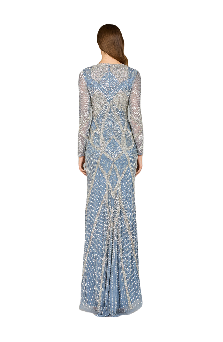 LARA New York V Neck Beaded Long Sleeve Dress, Alternate, color, Inkblue