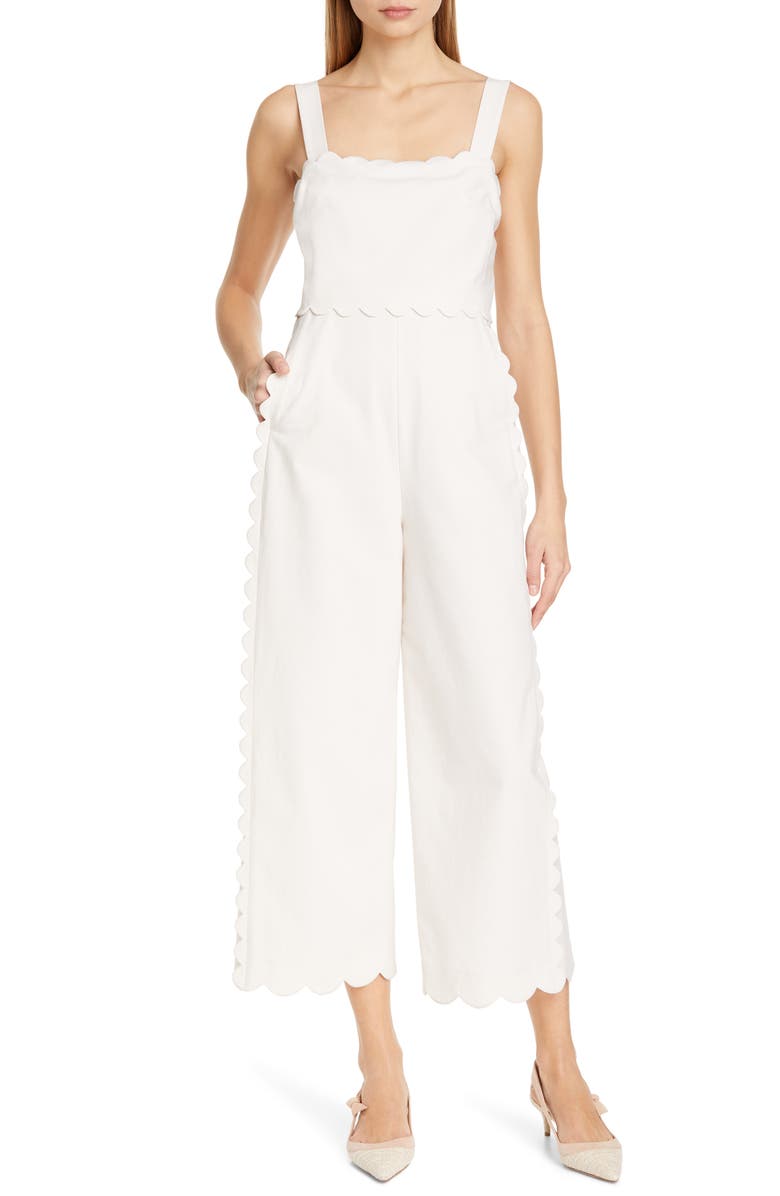Rebecca Taylor Scallop Detail Jumpsuit, Main, color, 