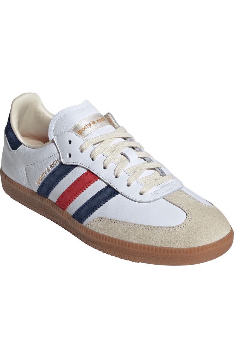adidas Samba OG Sporty & Rich Sneaker, Main, color, White/ Indigo/ Collegiate Red
