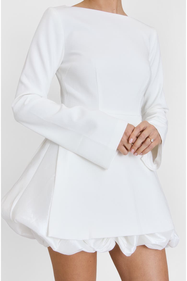 Isla Split Sleeve Bubble Hem Mini Dress, Alternate, color, White