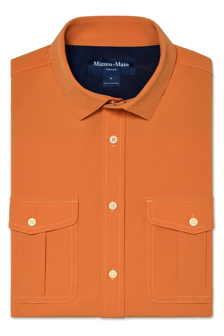 Leeward Tailgate Short Sleeve Button Up Shirt, Alternate, color, BURNT ORANGE