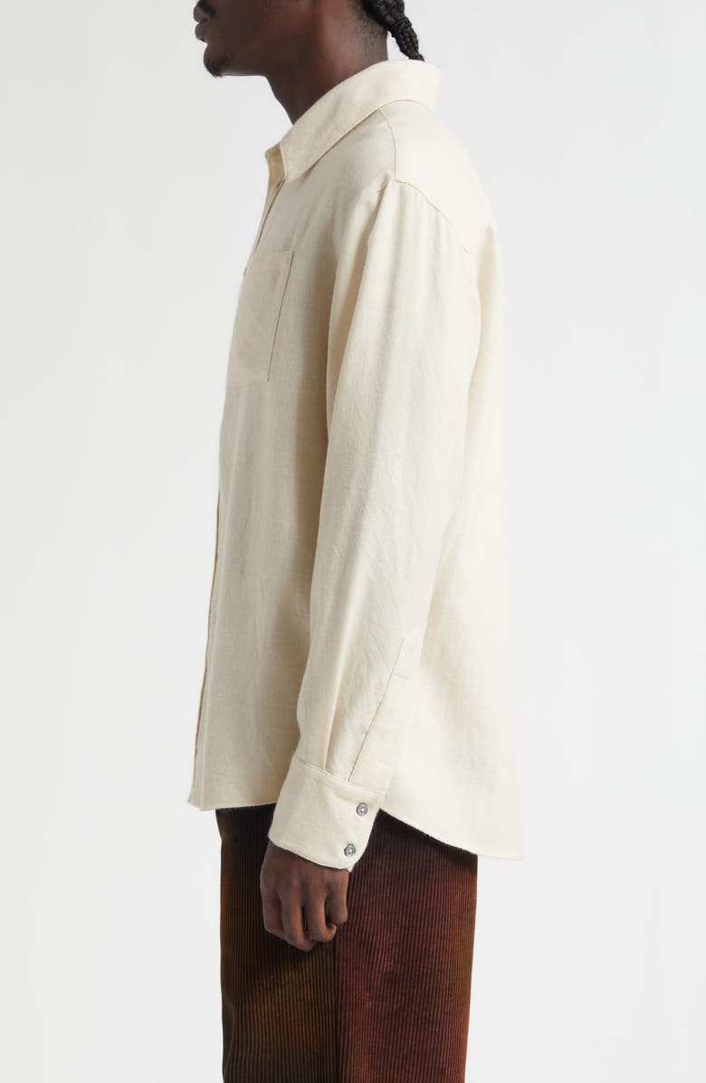 The Elder Statesman Pashimina Wool & Cashmere Button-Up Shirt, Alternate, color, Moth