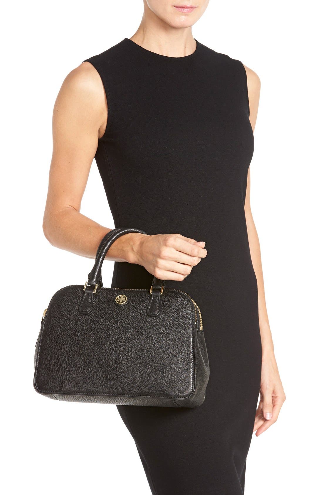 Tory Burch 'Small Robinson' Pebbled Leather Satchel, Alternate, color, 