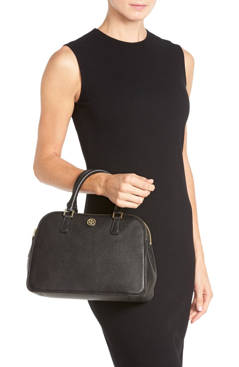 Tory Burch 'Small Robinson' Pebbled Leather Satchel, Alternate, color,