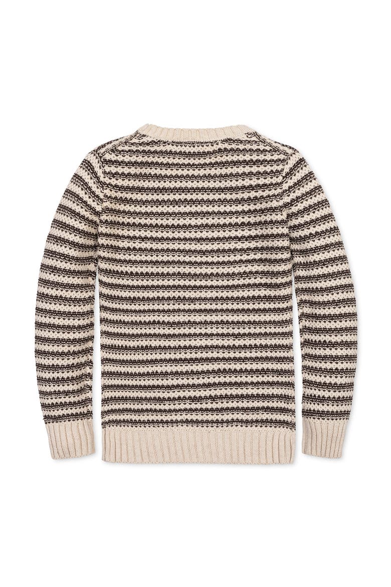 Kids' Organic Striped Crew Neck Pullover Sweater, Alternate, color, Chocolate and Tan Stripe
