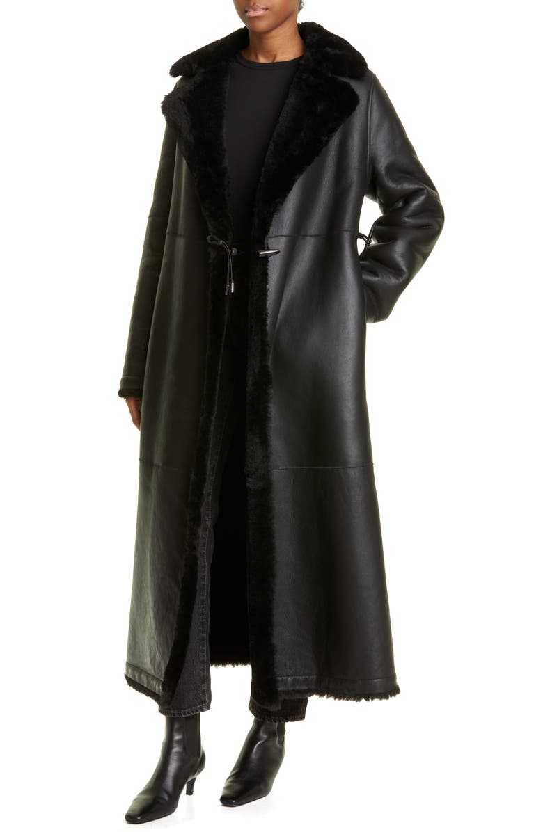 Saks Potts Mary Genuine Shearling Wrap Coat, Alternate, color,