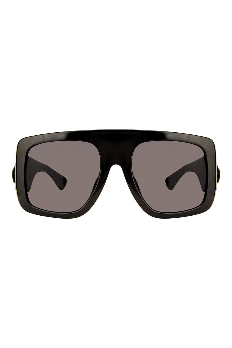 62mm Oversize Rectangular Sunglasses, Main, color, BLACK/ SMOKE