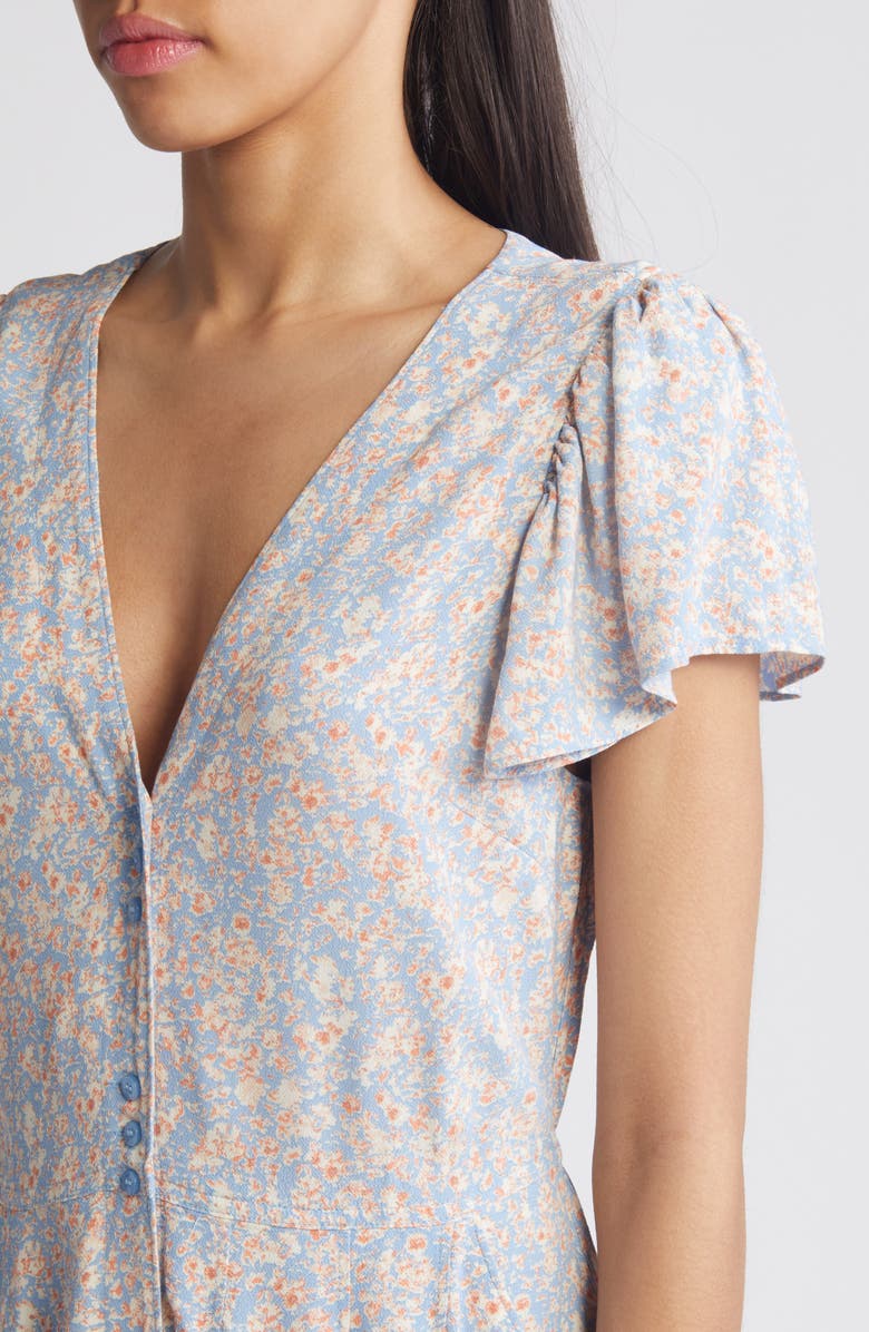 Treasure & Bond Floral Flutter Sleeve Button-Up Dress, Alternate, color,