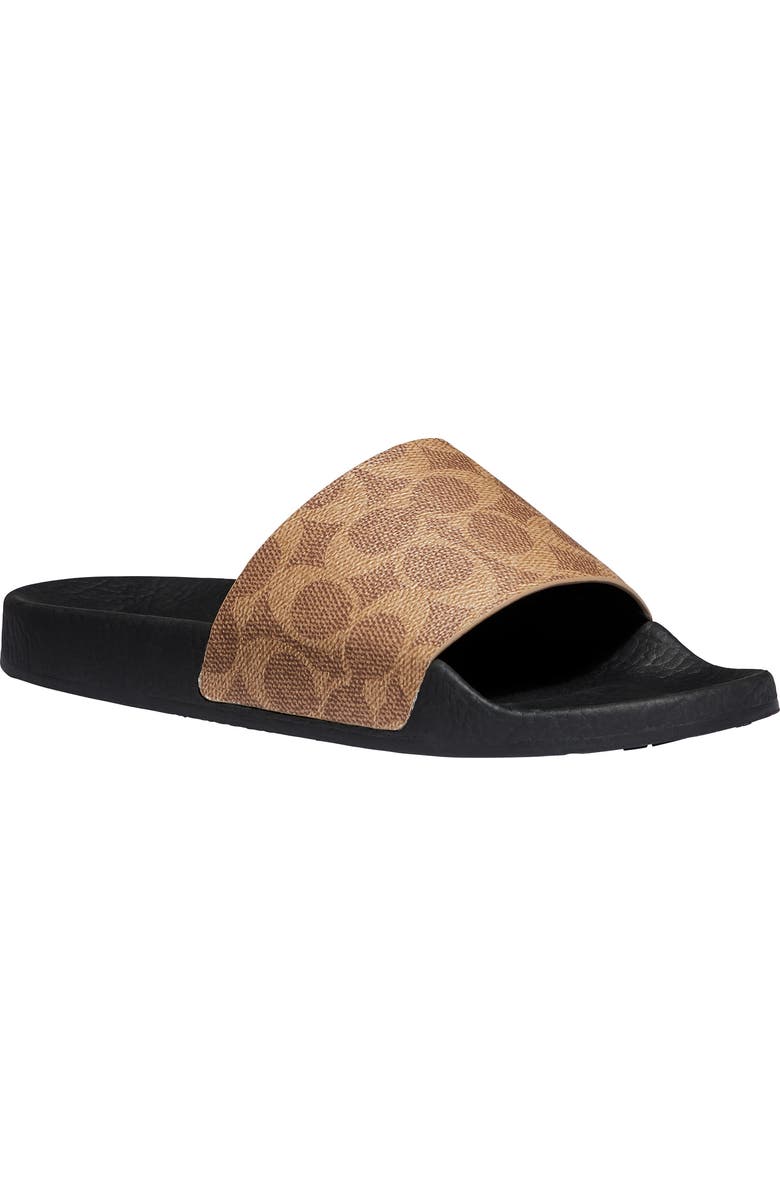 COACH Udele Logo Monogram Slide Sandal, Main, color, Tan