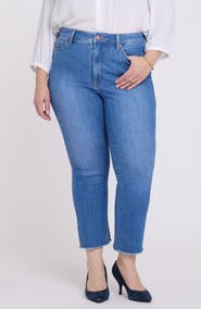 NYDJ Billie Frayed High Waist Ankle Mini Bootcut Jeans