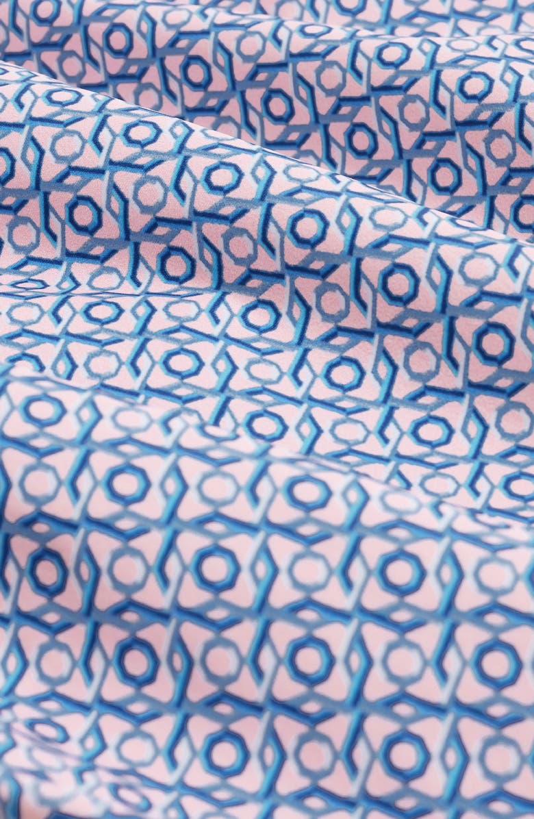 Bugatchi Kai Geo Print Swim Trunks, Alternate, color, Peach