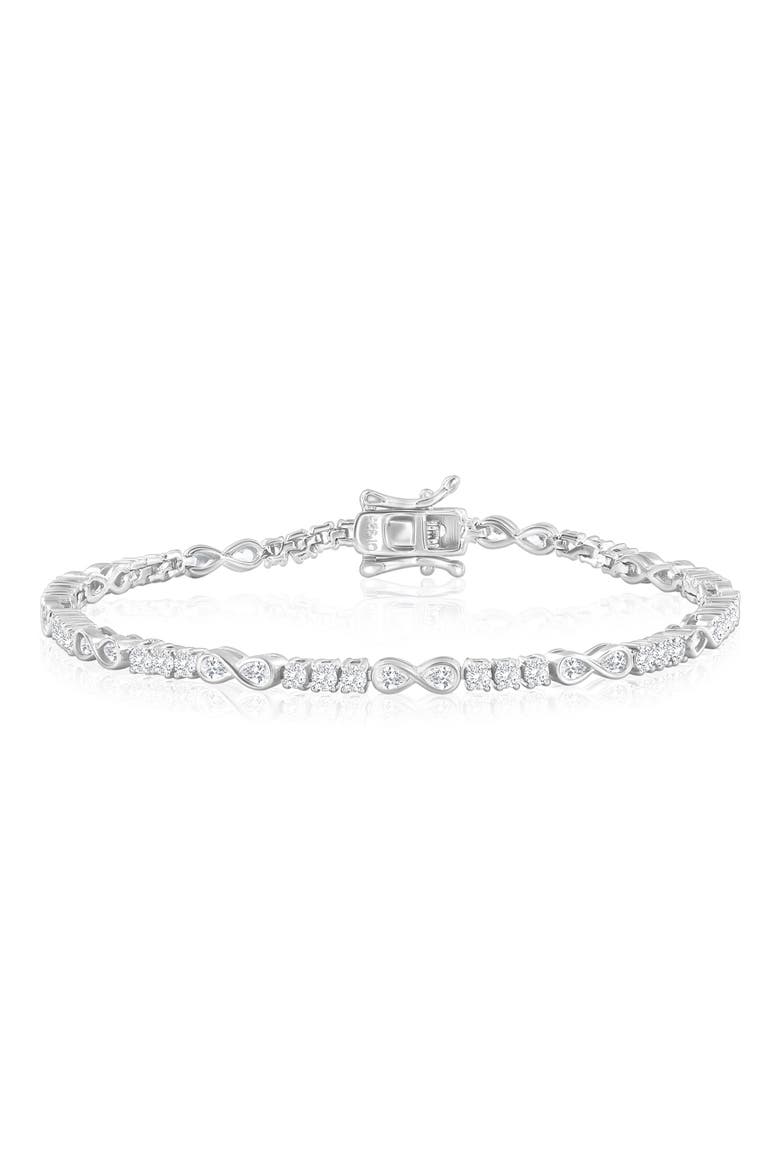 Infinity Cubic Zirconia Tennis Bracelet, Main, color, SILVER