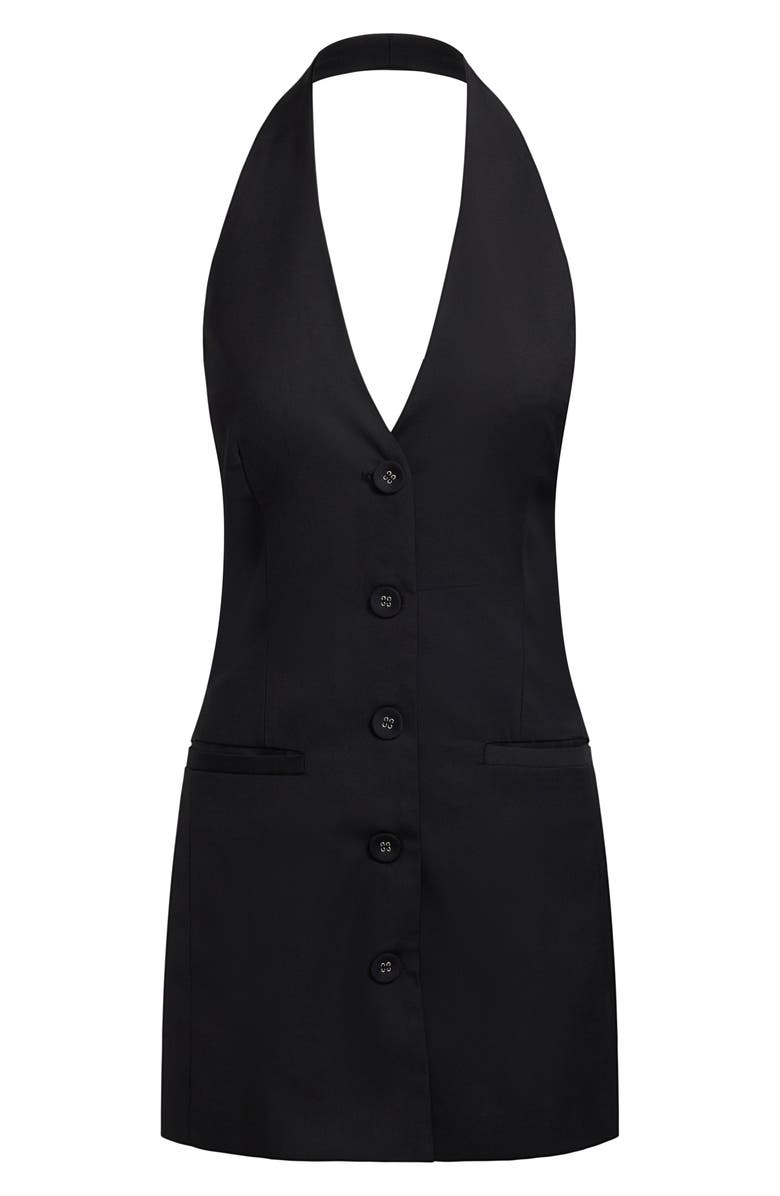 LIONESS Button Front Halter Dress, Alternate, color, Onyx