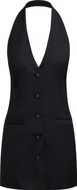 LIONESS Button Front Halter Dress