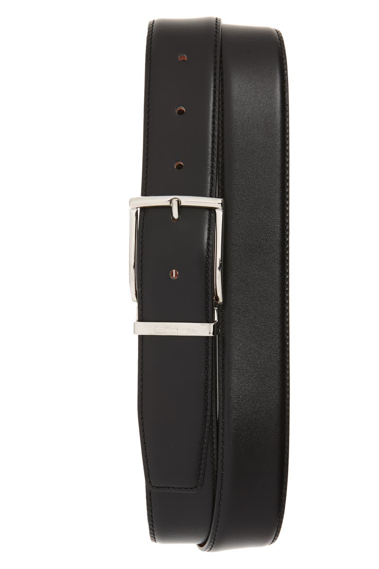 Old England 2 Leather Belt, Main, color, BLACK
