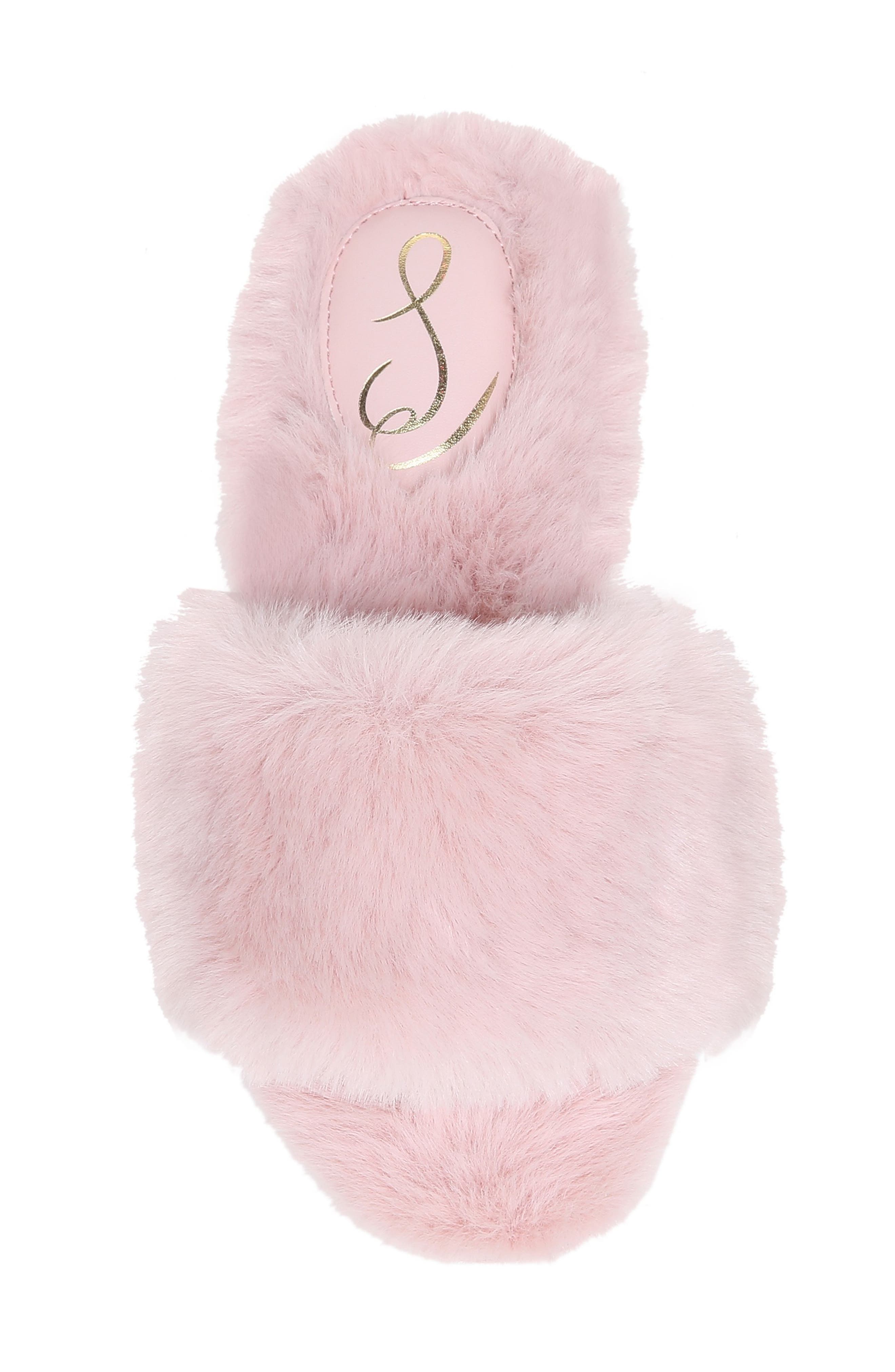 Jinnie Faux Fur Slipper, Alternate, color, BLUSH
