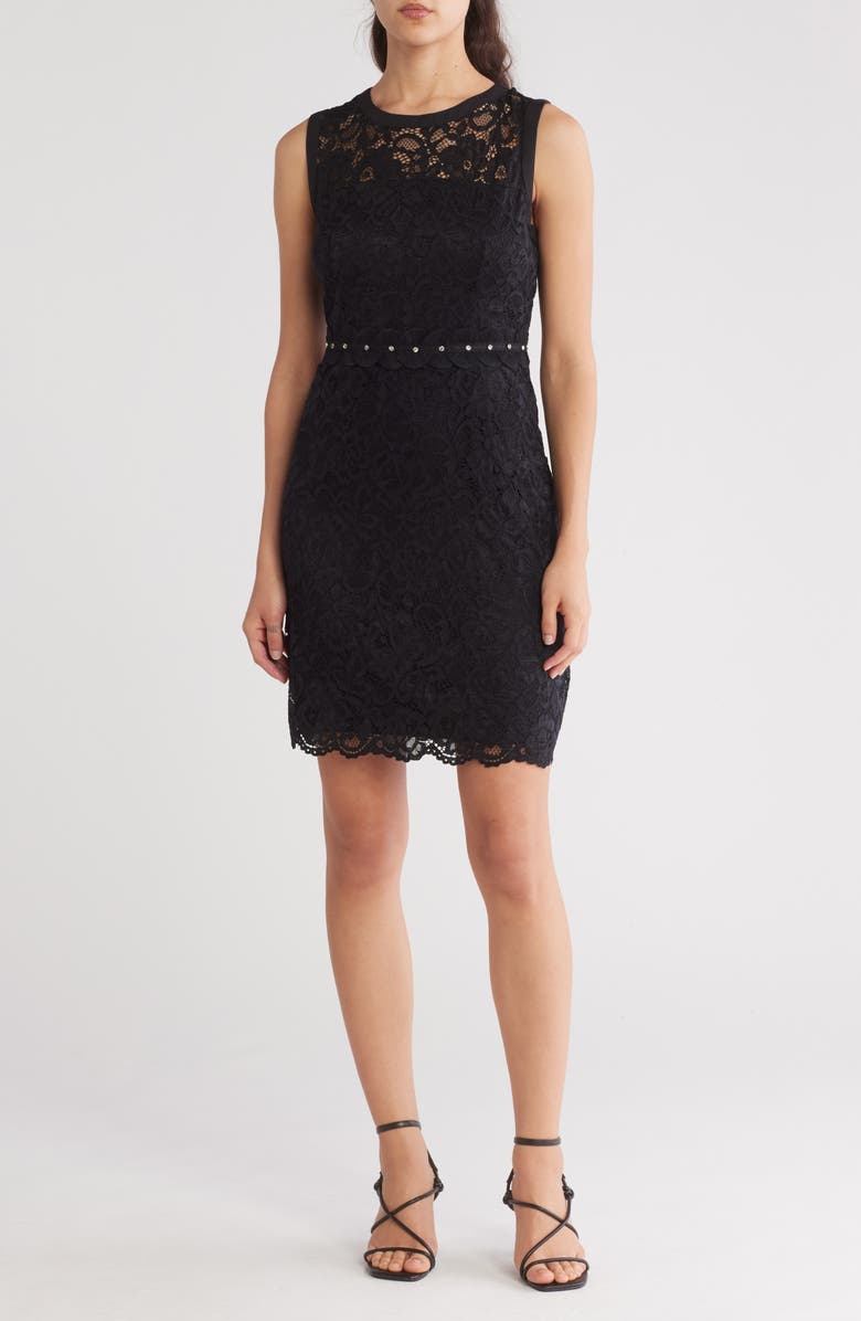 Sam Edelman Lace Sheath Minidress, Main, color, Black