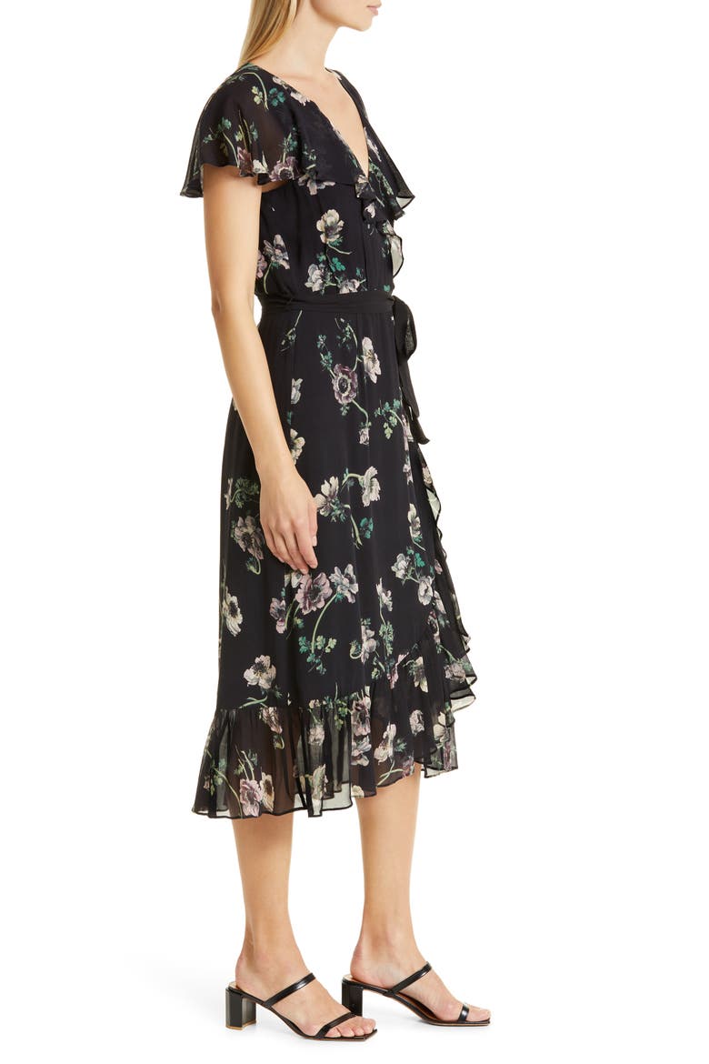 Palisades Cap Sleeve Silk Wrap Dress, Alternate, color, BLK MLTI