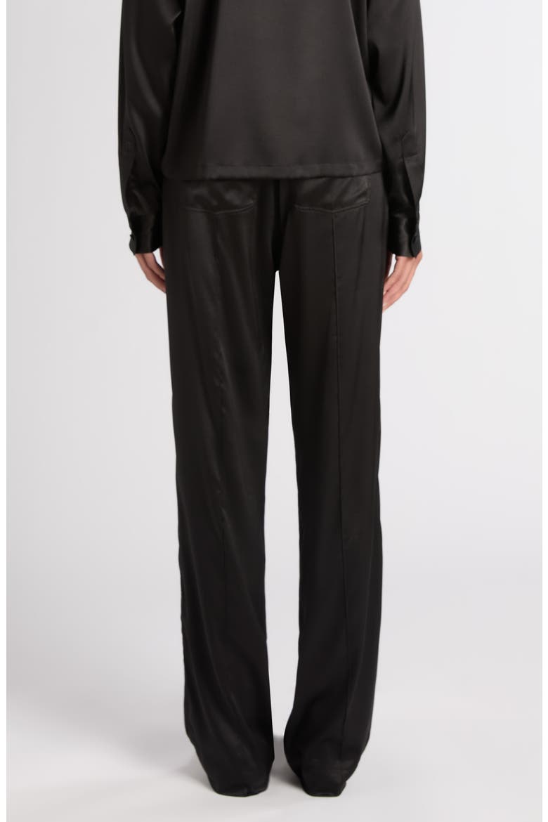 Stretch Silk Satin PJ Pants, Alternate, color, BLACK