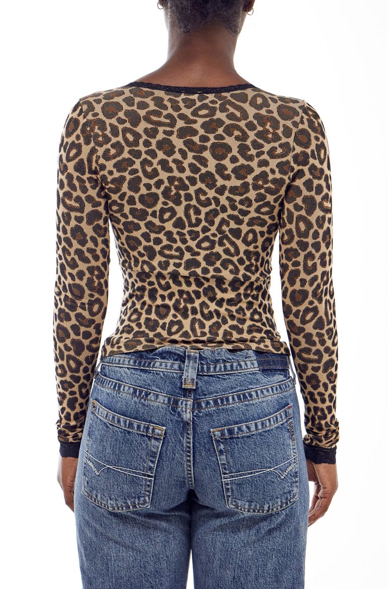 Leopard Lace Trim Cardigan, Alternate, color, LEOPARD