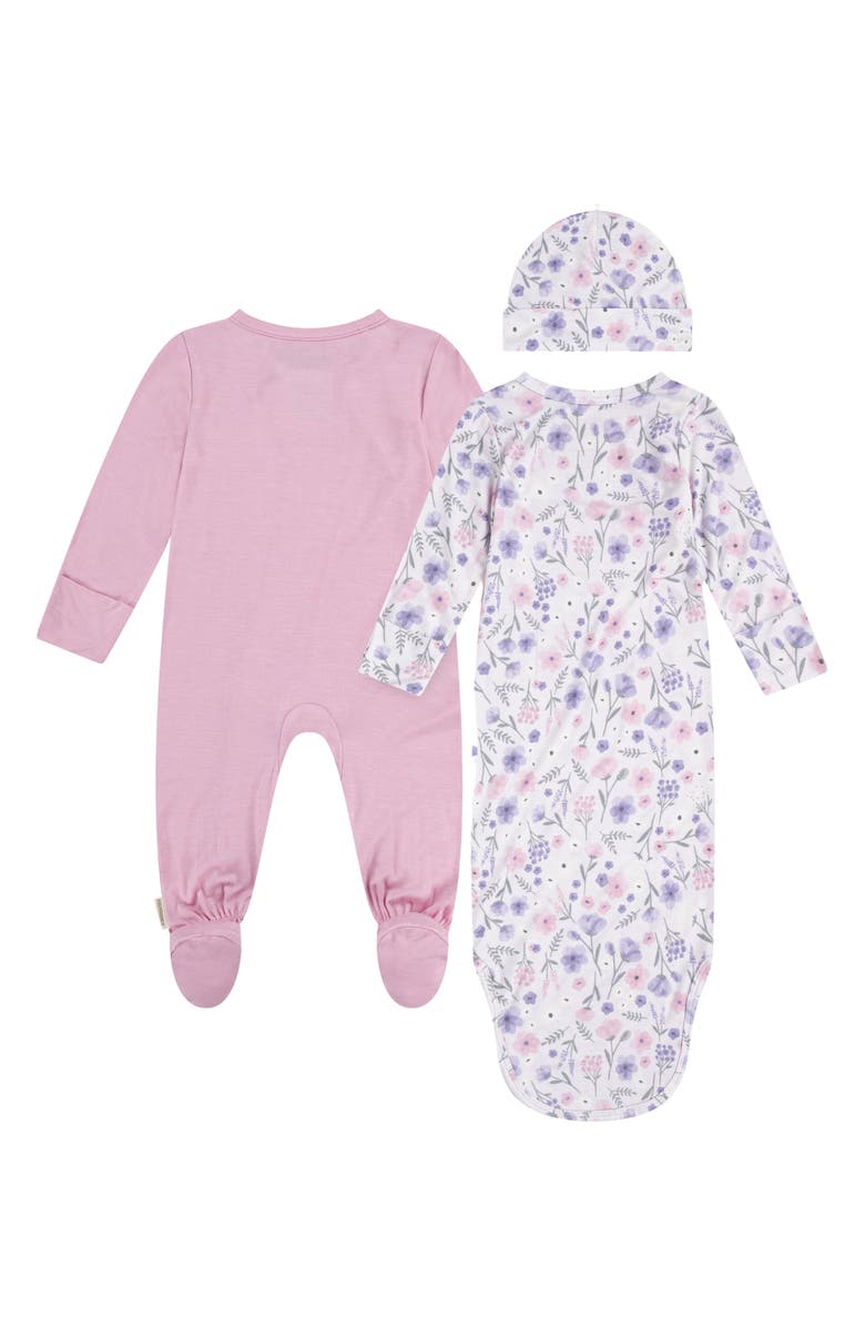 Huggies Footie, Gown & Hat Set, Alternate, color, Sea Pink