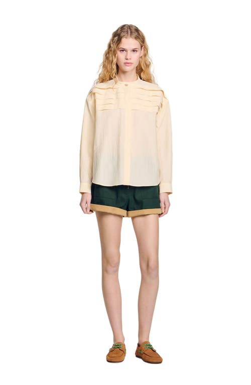 Sandro Frill Detail Blouse In Ecru