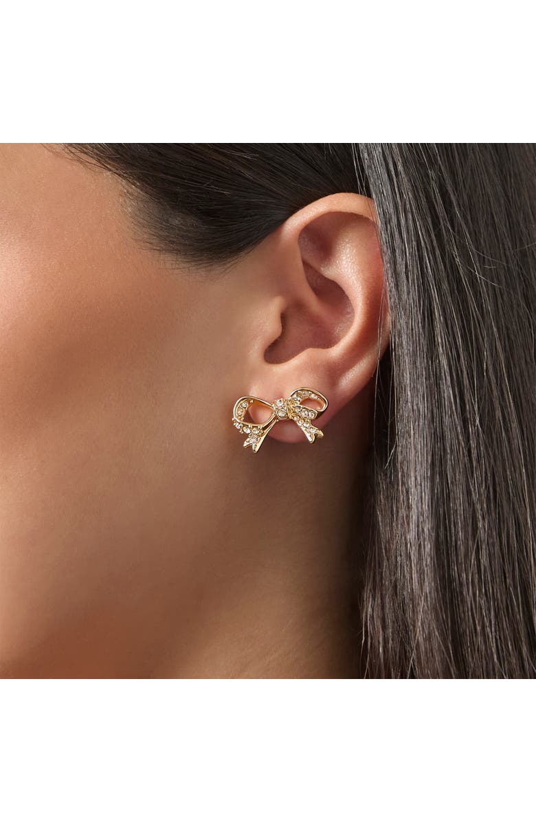 Juicy Couture Pavé Bow Necklace & Stud Earring Set, Gold-Tone, Alternate, color, Gold Tone