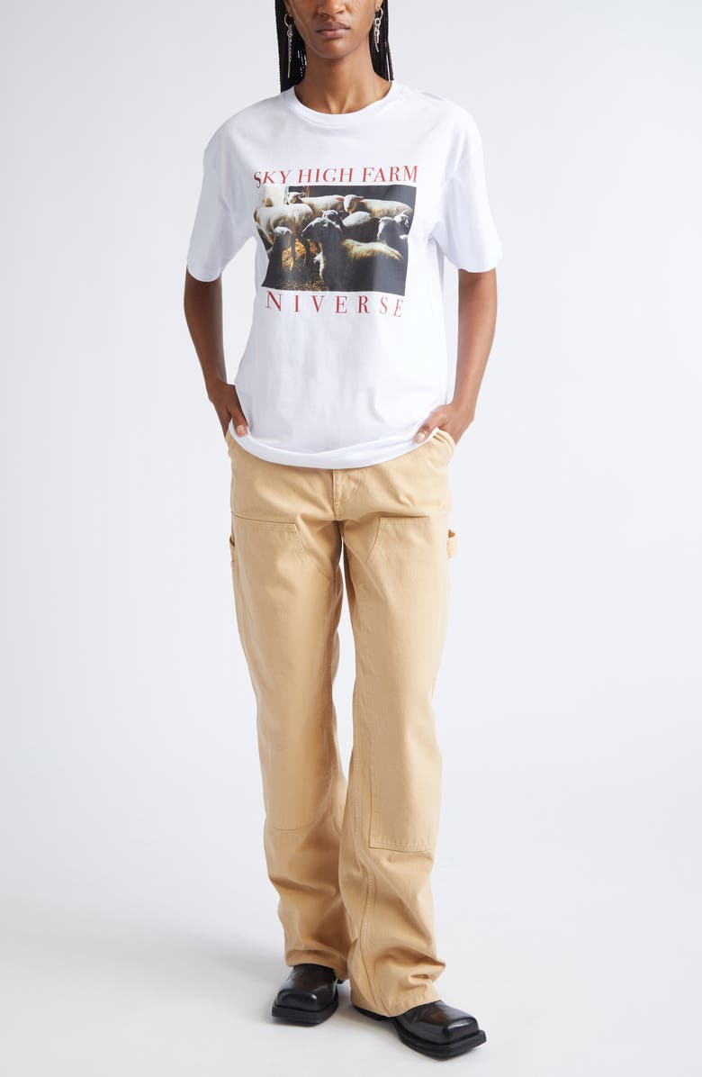 Sky High Farm Workwear Gender Inclusive Sheep Regenerative Cotton Graphic T-Shirt, Alternate, color, White