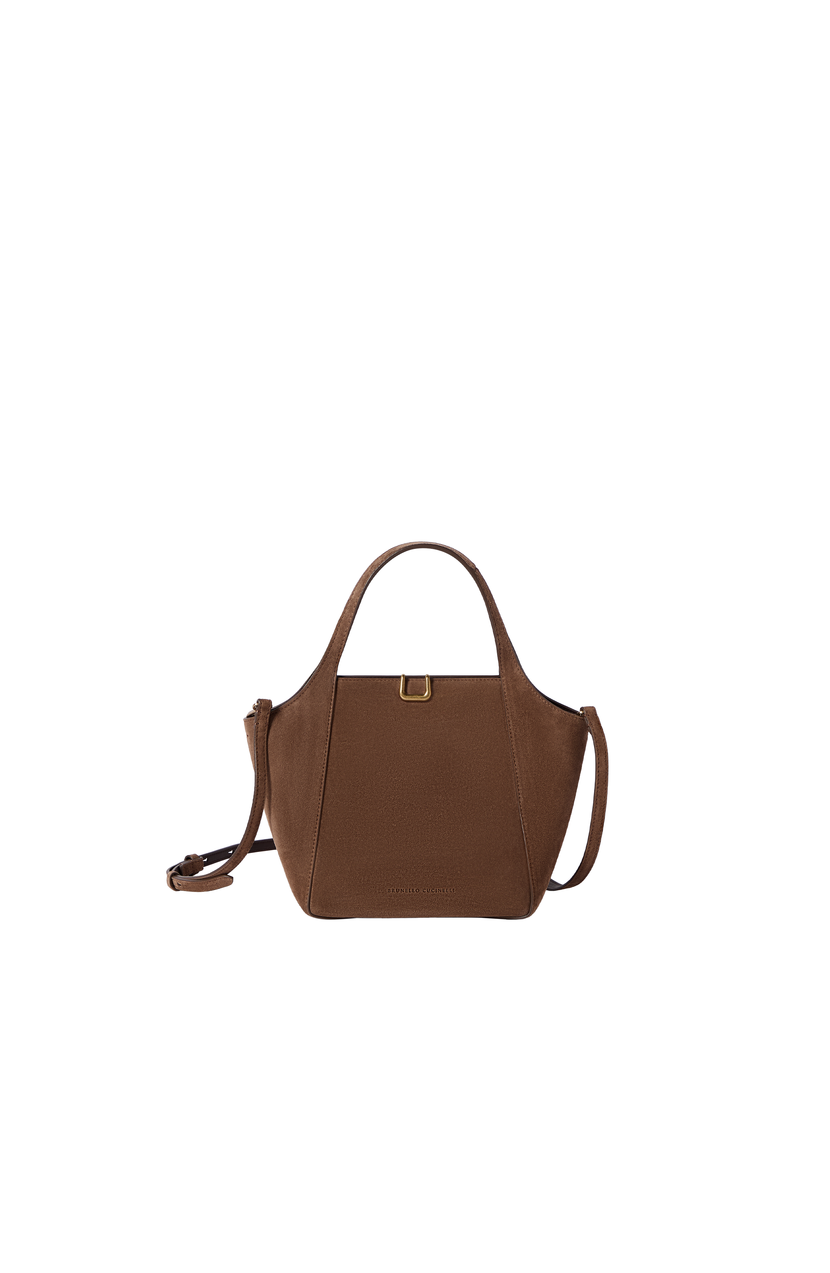 Sartorial small bucket bag in suede, Alternate, color, Caramel