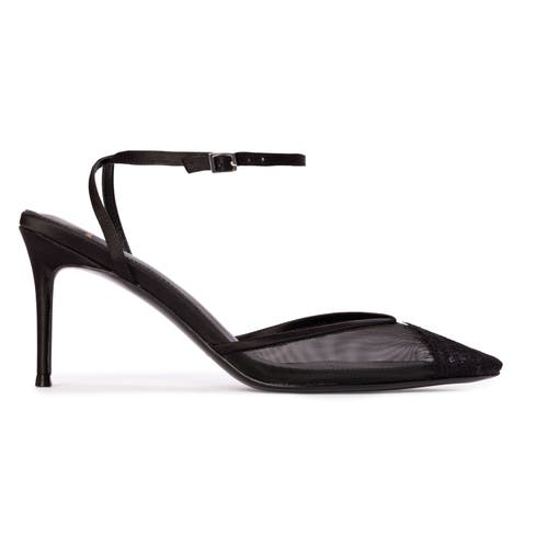 Black Suede Studio Cara 80 Mesh Pump In Black