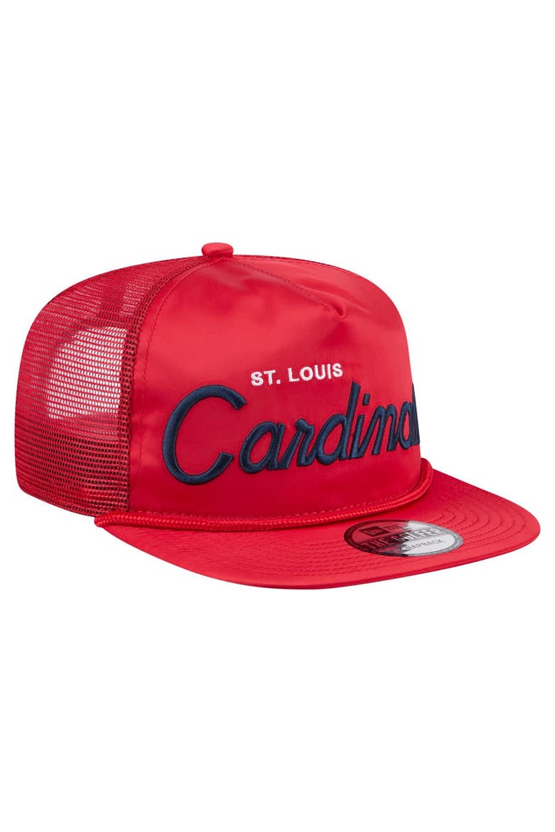 Men's New Era Red St. Louis Cardinals Retro Satin Script Golfer Adjustable Hat, Alternate, color, Red