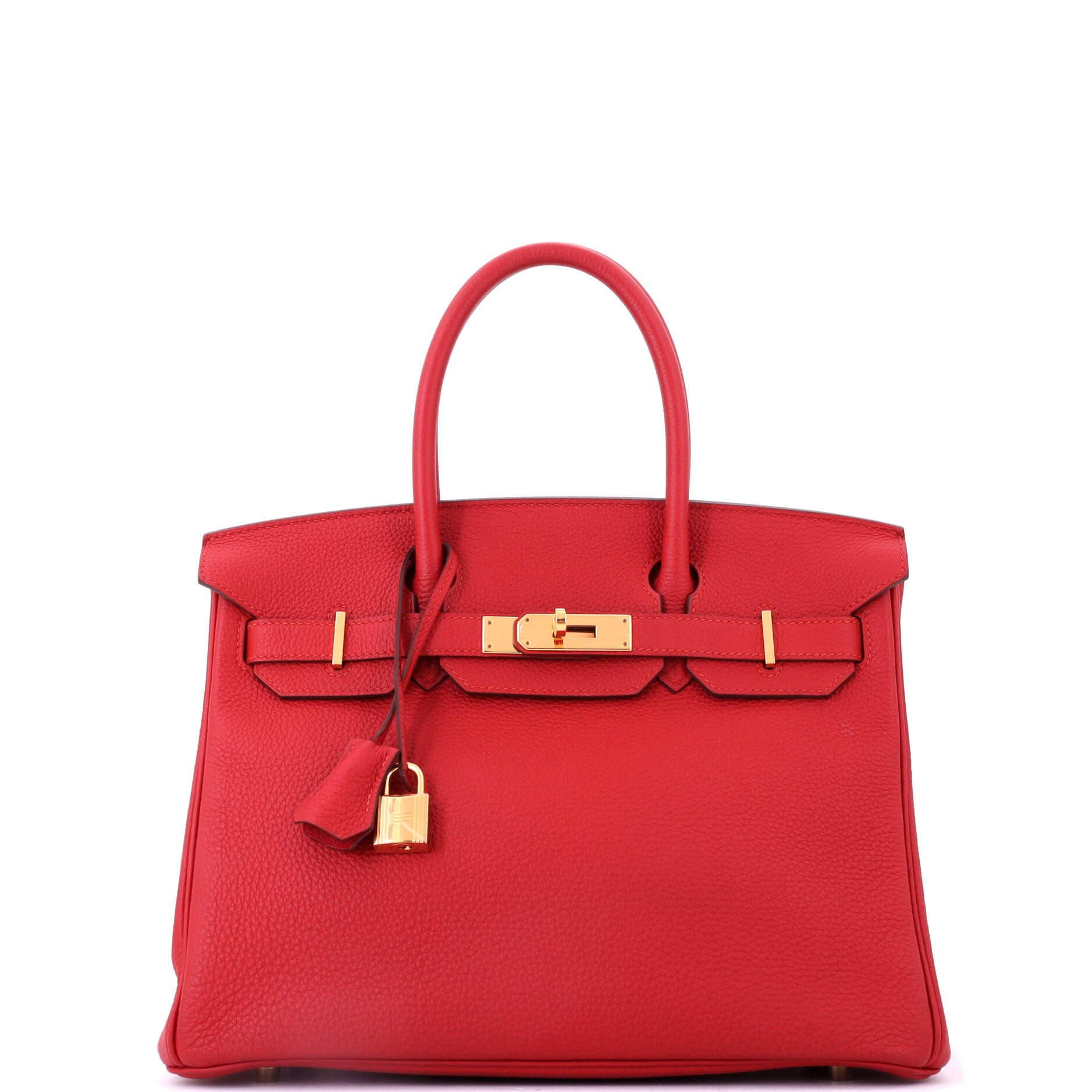 Pre-Owned Hermes Birkin Handbag Red Togo with Gold Hardware 30, Main, color, Vermillon