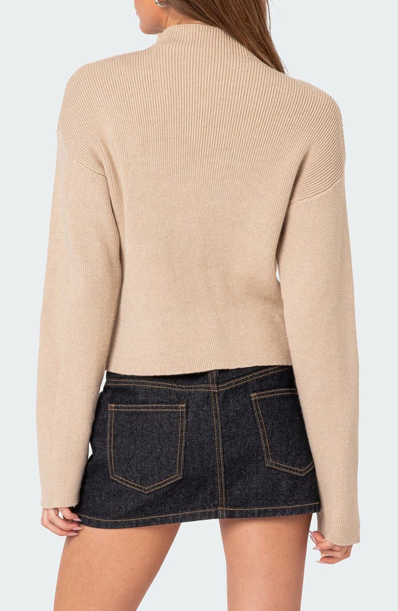 EDIKTED Kimberly Rib Funnel Neck Sweater, Alternate, color, Beige