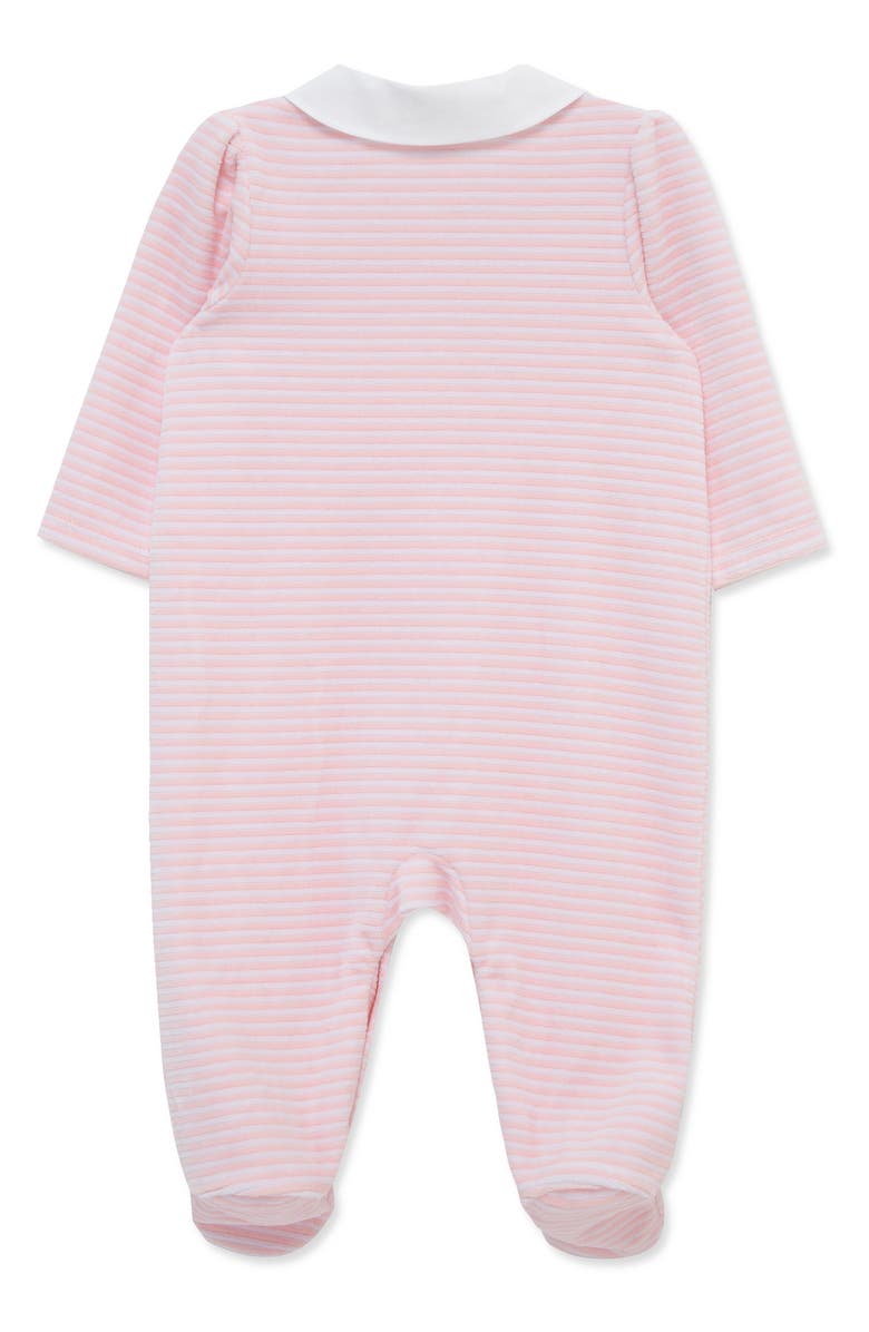 Little Me Floral Collar Velour Footie, Alternate, color, Pink