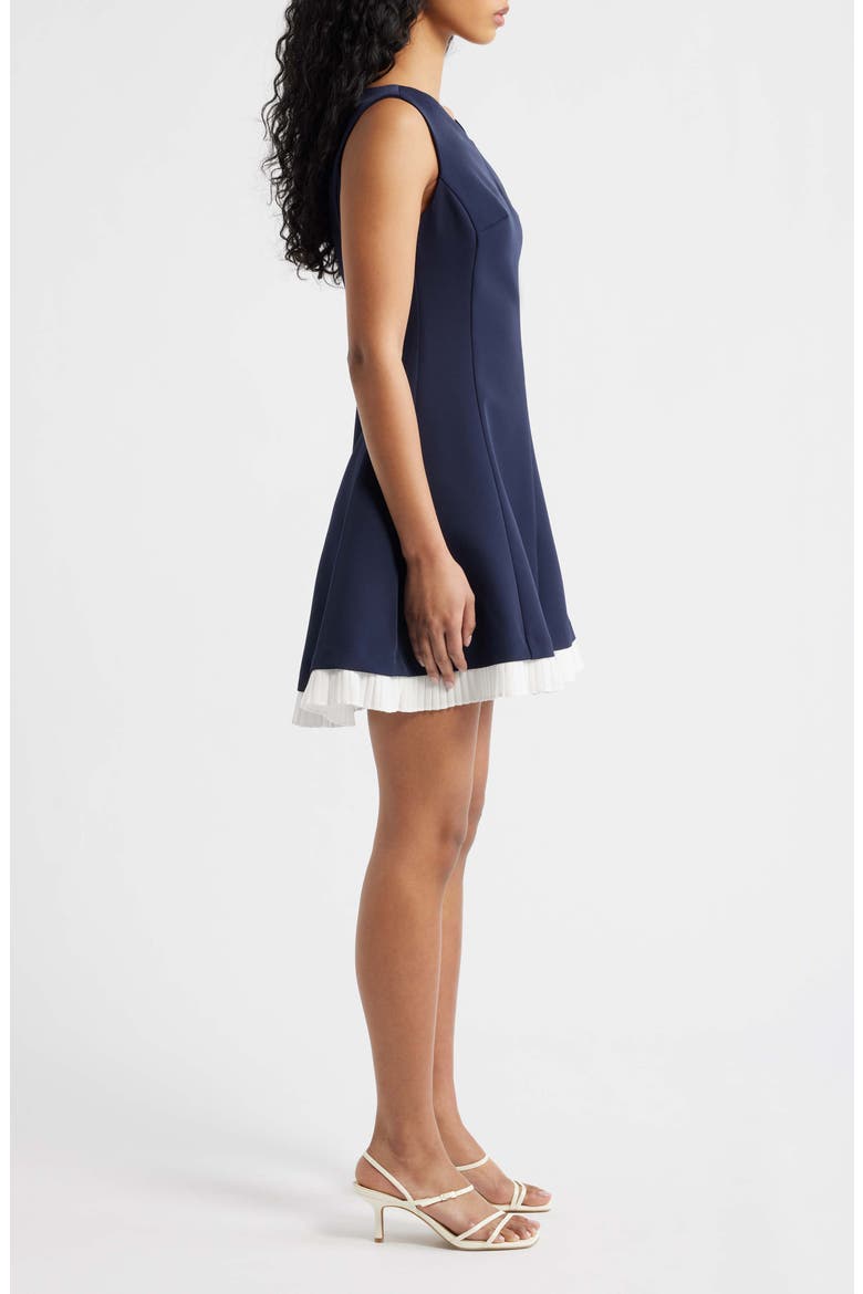 Contrast Hem Detail Fit & Flare Minidress, Alternate, color, NAVY/ WHITE