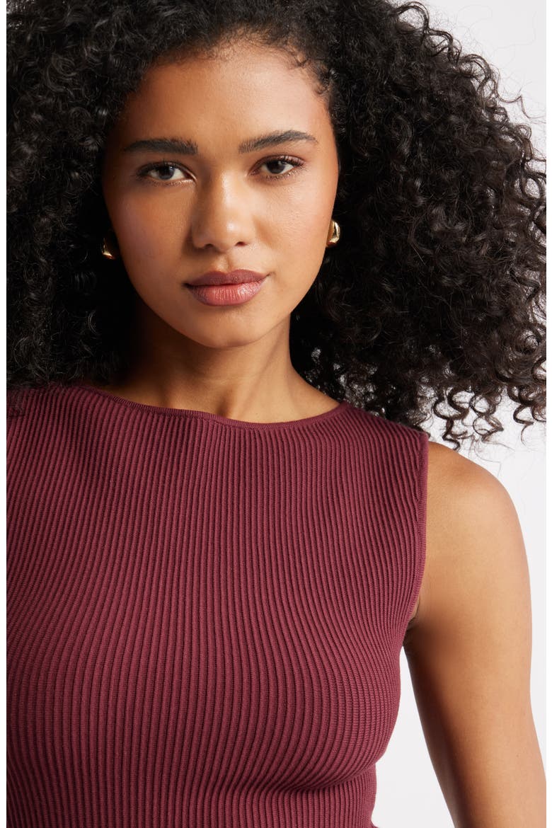 Luxe Sculpt Rib Sweater Tank, Alternate, color, BURGUNDY TANNIN