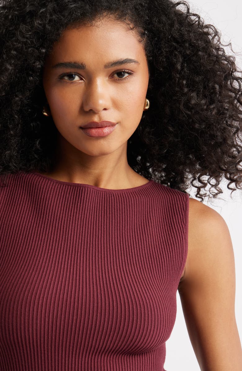 Open Edit Luxe Sculpt Rib Sweater Tank, Alternate, color, Burgundy Tannin