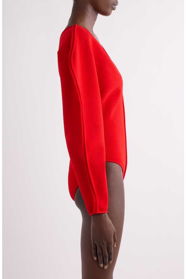 Sculpted Sleeve Bodysuit, Alternate, color, POPPY RED