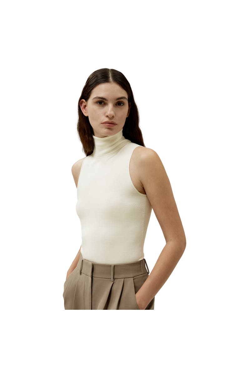 Lilysilk Minimalist Sleeveless Turtleneck Top, Main, color, White