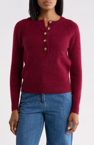 JASON WU Cashmere Raglan Henley Sweater
