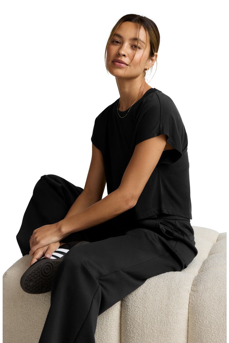 Studio Knit Crop T-Shirt, Alternate, color, BLACK