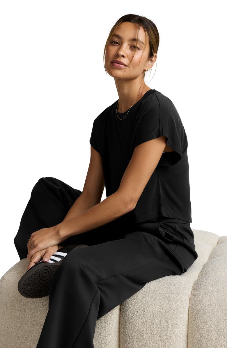 Beyond Yoga Studio Knit Crop T-Shirt, Alternate, color, Black