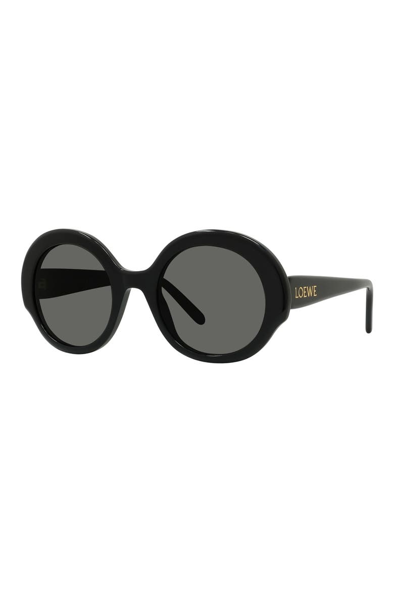 Thin 52mm Round Sunglasses, Alternate, color, SHINY BLACK / SMOKE